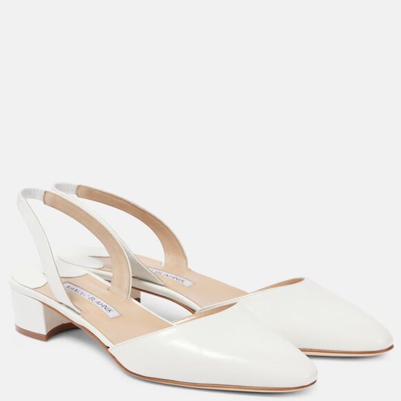 Manolo Blahnik Aspro Leather Slingbacks - Size 6 - Bridal Shoes - Picture 1 of 4